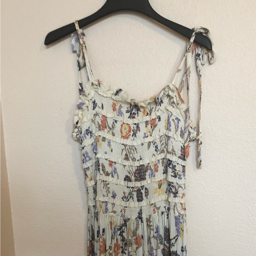 Free People Floral Midi Dress - Cream, Orange, Blue